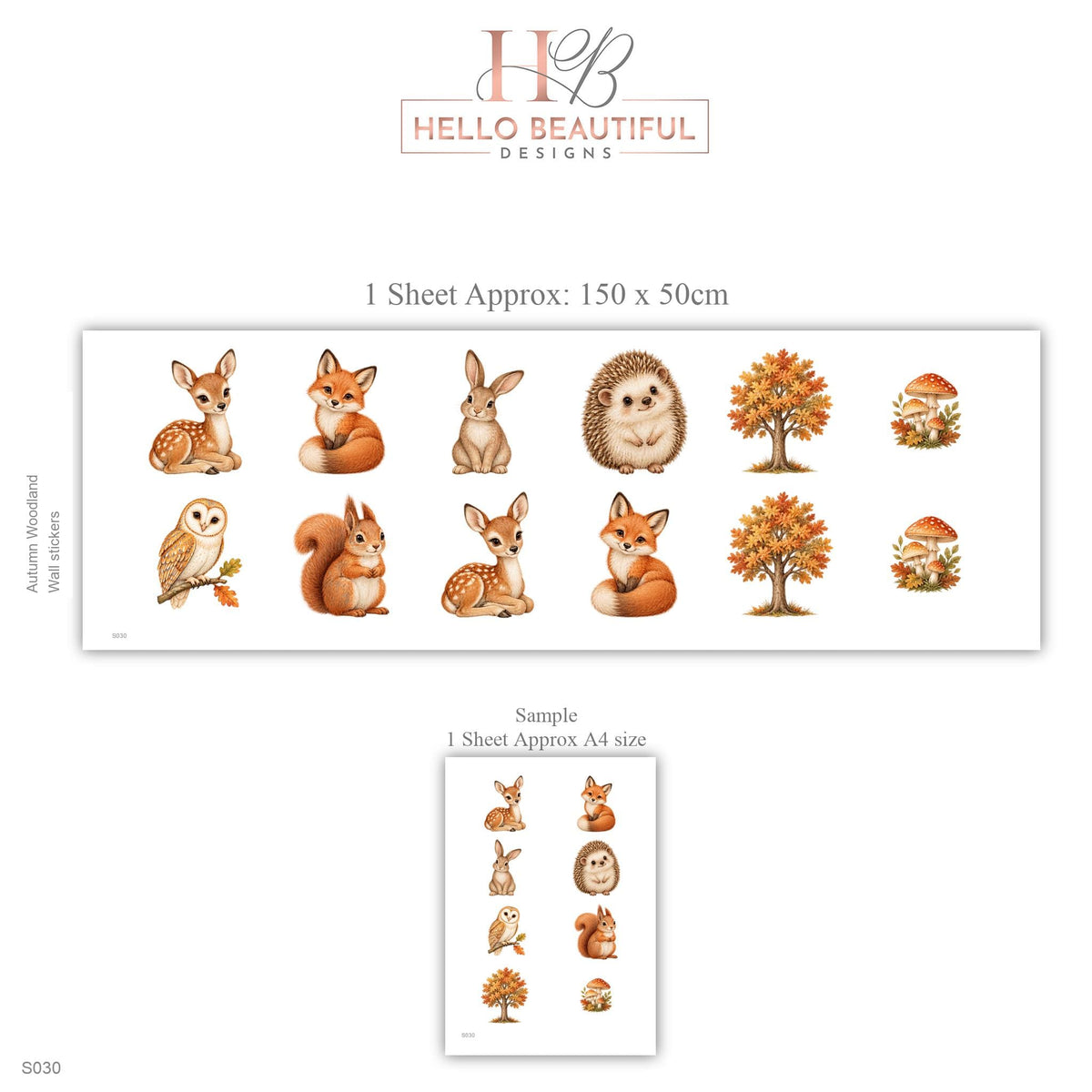 Woodland Wall Stickers, Woodland Animal Nursery Decor, Fox Deer Hedgehog Wall Decals, Kids Room Gender Neutral Baby Peel and Stick Art