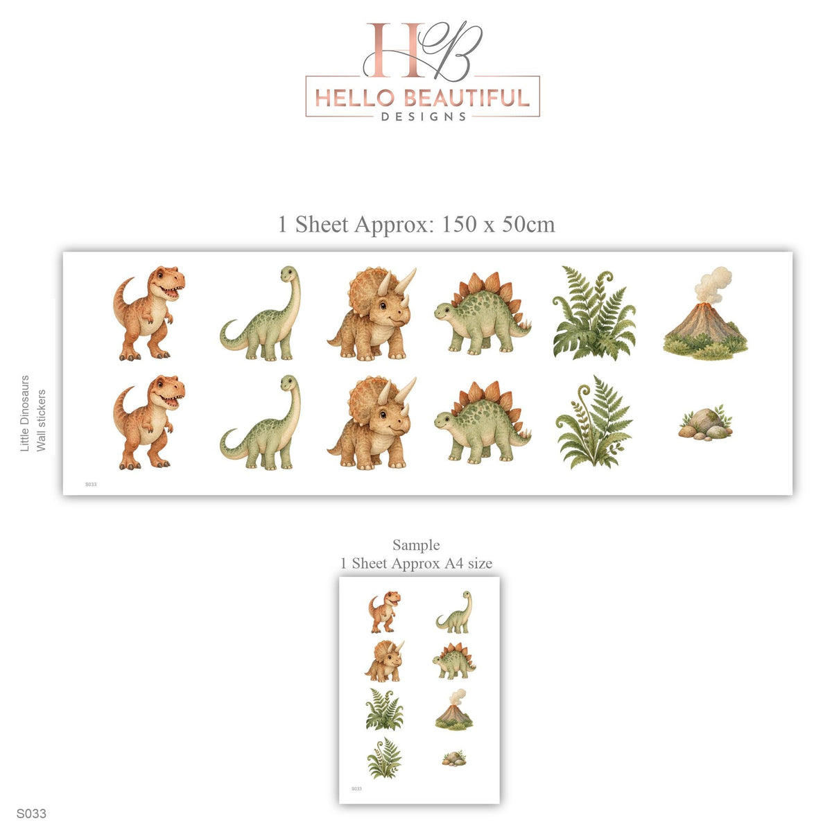 Dinosaur Wall Stickers, Dinosaur Nursery Decor, T Rex Triceratops Wall Decals, Boys Kids Room Gender Neutral Peel and Stick Wall Art