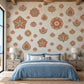 Lotus Mandala Wall Stickers, Terracotta Sage Boho Decor, Floral Medallion Wall Decals, Bedroom Yoga Room Peel and Stick Wall Art
