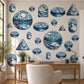 Mountain Wall Stickers, Blue Alpine Landscape Decor, Snowy Peak Wall Decals, Adventure Kids Room Teen Bedroom Peel and Stick Wall Art