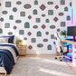 Maze Wall Stickers, Retro Arcade Gamer Room Decor, Puzzle Wall Decals, Navy Coral Boys Teen Bedroom Peel and Stick Wall Art