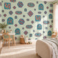 Maze Wall Stickers, Retro Arcade Gamer Room Decor, Puzzle Wall Decals, Navy Coral Boys Teen Bedroom Peel and Stick Wall Art