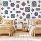 Maze Wall Stickers, Retro Arcade Gamer Room Decor, Puzzle Wall Decals, Navy Coral Boys Teen Bedroom Peel and Stick Wall Art