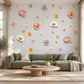 Wildflower Wall Stickers, Boho Floral Nursery Decor, Peony Flower Wall Decals, Girls Bedroom Pink Coral Peel and Stick Wall Art