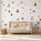 Woodland Animal Wall Stickers, Fox Bear Rabbit Nursery Decor, Forest Animal Wall Decals, Boys Girls Kids Room Peel and Stick Wall Art