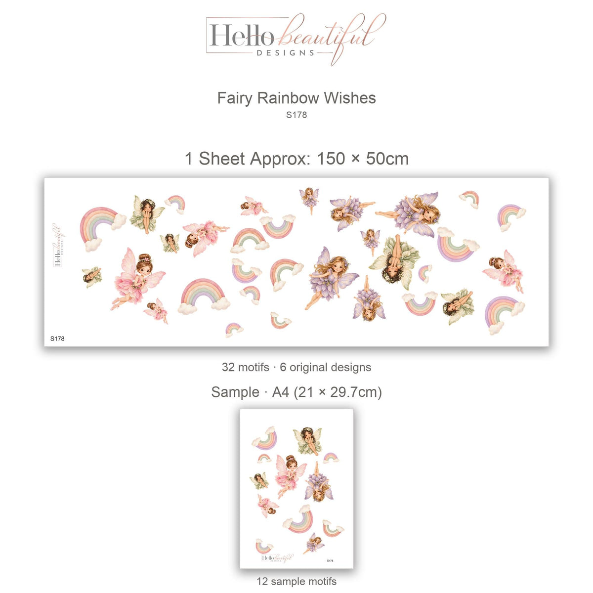 Fairy Wall Stickers, Pastel Rainbow Nursery Decor, Fairy and Rainbow Wall Decals, Girls Bedroom Pink Lilac Peel and Stick Wall Art
