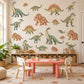 Dinosaur Wall Stickers, Dino Nursery Decor, Jurassic Dinosaur Wall Decals, Boys Kids Room Green Orange Peel and Stick Wall Art