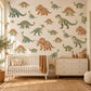 Dinosaur Wall Stickers, Dino Nursery Decor, Jurassic Dinosaur Wall Decals, Boys Kids Room Green Orange Peel and Stick Wall Art