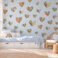 Heart Wall Stickers, Botanical Floral Nursery Decor, Cottagecore Heart Wall Decals, Girls Kids Room Sage Coral Peel and Stick Wall Art