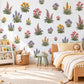 Wildflower Wall Stickers, Cottage Garden Nursery Decor, Lupin Foxglove Wall Decals, Girls Kids Room Purple Pink Peel and Stick Wall Art