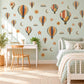 Hot Air Balloon Wall Stickers, Retro Boho Nursery Decor, Balloon Wall Decals, Kids Room Rust Mustard Sage Navy Peel and Stick Wall Art