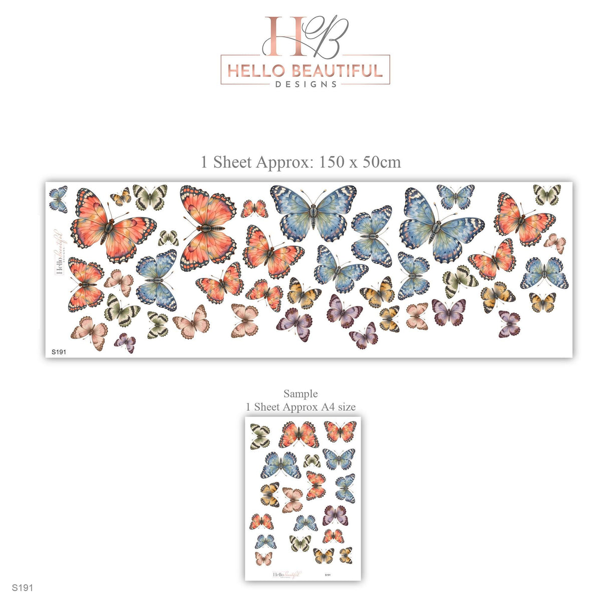 Butterfly Wall Stickers, Vintage Butterfly Nursery Decor, Butterfly Wall Decals, Girls Bedroom Coral Blue Blush Peel and Stick Wall Art