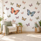 Butterfly Wall Stickers, Vintage Butterfly Nursery Decor, Butterfly Wall Decals, Girls Bedroom Coral Blue Blush Peel and Stick Wall Art