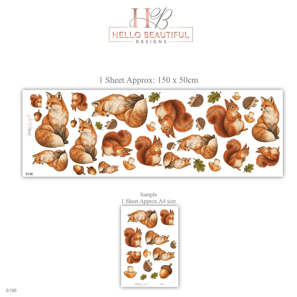 Woodland Animal Wall Stickers, Fox Squirrel Nursery Decor, Forest Animal Wall Decals, Kids Room Rust Orange Acorn Peel and Stick Wall Art