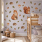 Woodland Animal Wall Stickers, Fox Squirrel Nursery Decor, Forest Animal Wall Decals, Kids Room Rust Orange Acorn Peel and Stick Wall Art