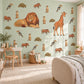 Safari Animal Wall Stickers, Lion Giraffe Nursery Decor, Jungle Animal Wall Decals, Kids Room Ochre Rust Neutral Peel and Stick Wall Art