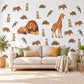 Safari Animal Wall Stickers, Lion Giraffe Nursery Decor, Jungle Animal Wall Decals, Kids Room Ochre Rust Neutral Peel and Stick Wall Art
