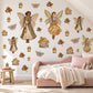 Fairy Wall Stickers, Woodland Fairy Nursery Decor, Fairy House Wall Decals, Girls Bedroom Sage Gold Lilac Whimsical Peel and Stick Wall Art