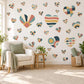 Heart Wall Stickers, Retro Geometric Heart Decor, Boho Heart Wall Decals, Kids Teen Room Teal Mustard Coral Navy Peel and Stick Wall Art