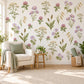 Wildflower Wall Stickers, Meadow Flower Nursery Decor, Botanical Wall Decals, Girls Room Lilac Sage Pink Cottage Peel and Stick Wall Art