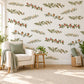 Botanical Vine Wall Stickers, Leafy Garland Decor, Berry Branch Wall Decals, Living Room Kitchen Sage Green Red Peel and Stick Wall Art