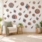 Seashell Wall Stickers, Coastal Shell Decor, Beach Nursery Wall Decals, Bedroom Bathroom Coral Navy Nautical Peel and Stick Wall Art