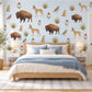 Prairie Animal Wall Stickers, Bison Antelope Nursery Decor, Wildlife Wall Decals, Kids Room Brown Tan Sage Western Peel and Stick Wall Art