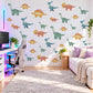 Dinosaur Wall Stickers, Cute Dino Nursery Decor, Kids Dinosaur Wall Decals, Boys Room Sage Teal Terracotta Mustard Peel and Stick Wall Art