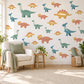 Dinosaur Wall Stickers, Cute Dino Nursery Decor, Kids Dinosaur Wall Decals, Boys Room Sage Teal Terracotta Mustard Peel and Stick Wall Art