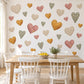 Heart Wall Stickers, Cosy Knitted Heart Nursery Decor, Boho Heart Wall Decals, Girls Room Rose Mustard Sage Cream Peel and Stick Wall Art