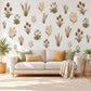 Dried Flower Wall Stickers, Boho Botanical Decor, Thistle Honesty Wall Decals, Living Room Nursery Brown Sage Neutral Peel and Stick Art