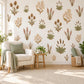 Dried Flower Wall Stickers, Boho Botanical Decor, Thistle Honesty Wall Decals, Living Room Nursery Brown Sage Neutral Peel and Stick Art