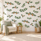 Christmas Wall Stickers, Holly Pine Greenery Decor, Winter Botanical Wall Decals, Festive Living Room Green Red Pinecone Peel and Stick Art