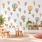 Hot Air Balloon Wall Stickers, Pastel Balloon Nursery Decor, Vintage Balloon Wall Decals, Kids Room Blue Mustard Sage Peel and Stick Art