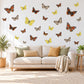 Butterfly Wall Stickers, British Butterfly Nursery Decor, Peacock Admiral Wall Decals, Girls Room Red Yellow Brown Peel and Stick Wall Art