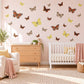 Butterfly Wall Stickers, British Butterfly Nursery Decor, Peacock Admiral Wall Decals, Girls Room Red Yellow Brown Peel and Stick Wall Art