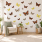 Butterfly Wall Stickers, British Butterfly Nursery Decor, Peacock Admiral Wall Decals, Girls Room Red Yellow Brown Peel and Stick Wall Art