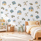 Astronomy Wall Stickers, Stargazer Telescope Decor, Observatory Wall Decals, Boys Kids Room Blue Cream Sage Space Peel and Stick Wall Art