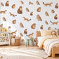 Woodland Animal Wall Stickers, Owl Pine Marten Nursery Decor, Forest Animal Wall Decals, Kids Room Brown Caramel Cream Peel and Stick Art