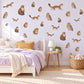 Woodland Animal Wall Stickers, Owl Pine Marten Nursery Decor, Forest Animal Wall Decals, Kids Room Brown Caramel Cream Peel and Stick Art