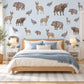 Safari Animal Wall Stickers, Hippo Buffalo Nursery Decor, African Animal Wall Decals, Kids Room Grey Brown Neutral Peel and Stick Wall Art