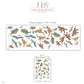 Dinosaur Wall Stickers, Teal Ochre Dino Boys Room Decor, Pterodactyl Wall Decals, Kids Bedroom Rust Green Jurassic Peel and Stick Wall Art
