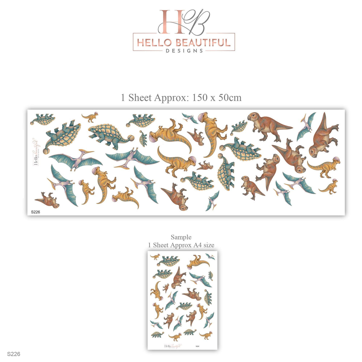 Dinosaur Wall Stickers, Teal Ochre Dino Boys Room Decor, Pterodactyl Wall Decals, Kids Bedroom Rust Green Jurassic Peel and Stick Wall Art