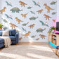 Dinosaur Wall Stickers, Teal Ochre Dino Boys Room Decor, Pterodactyl Wall Decals, Kids Bedroom Rust Green Jurassic Peel and Stick Wall Art