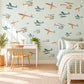 Aeroplane Wall Stickers, Helicopter Boys Room Decor, Plane Wall Decals, Kids Bedroom Teal Mustard Coral Aviation Peel and Stick Wall Art
