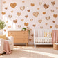 Heart Wall Stickers, Wood Grain Heart Decor, Boho Neutral Heart Wall Decals, Nursery Kids Room Caramel Brown Cream Peel and Stick Wall Art