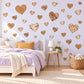 Heart Wall Stickers, Wood Grain Heart Decor, Boho Neutral Heart Wall Decals, Nursery Kids Room Caramel Brown Cream Peel and Stick Wall Art