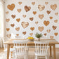 Heart Wall Stickers, Wood Grain Heart Decor, Boho Neutral Heart Wall Decals, Nursery Kids Room Caramel Brown Cream Peel and Stick Wall Art