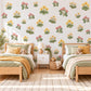 Wildflower Wall Stickers, Buttercup Clover Nursery Decor, Spring Flower Wall Decals, Girls Room Yellow Pink Green Meadow Peel and Stick Art
