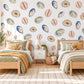 Seashell Wall Stickers, Watercolour Shell Coastal Decor, Mussel Cowrie Wall Decals, Bathroom Nursery Navy Coral Teal Peel and Stick Art